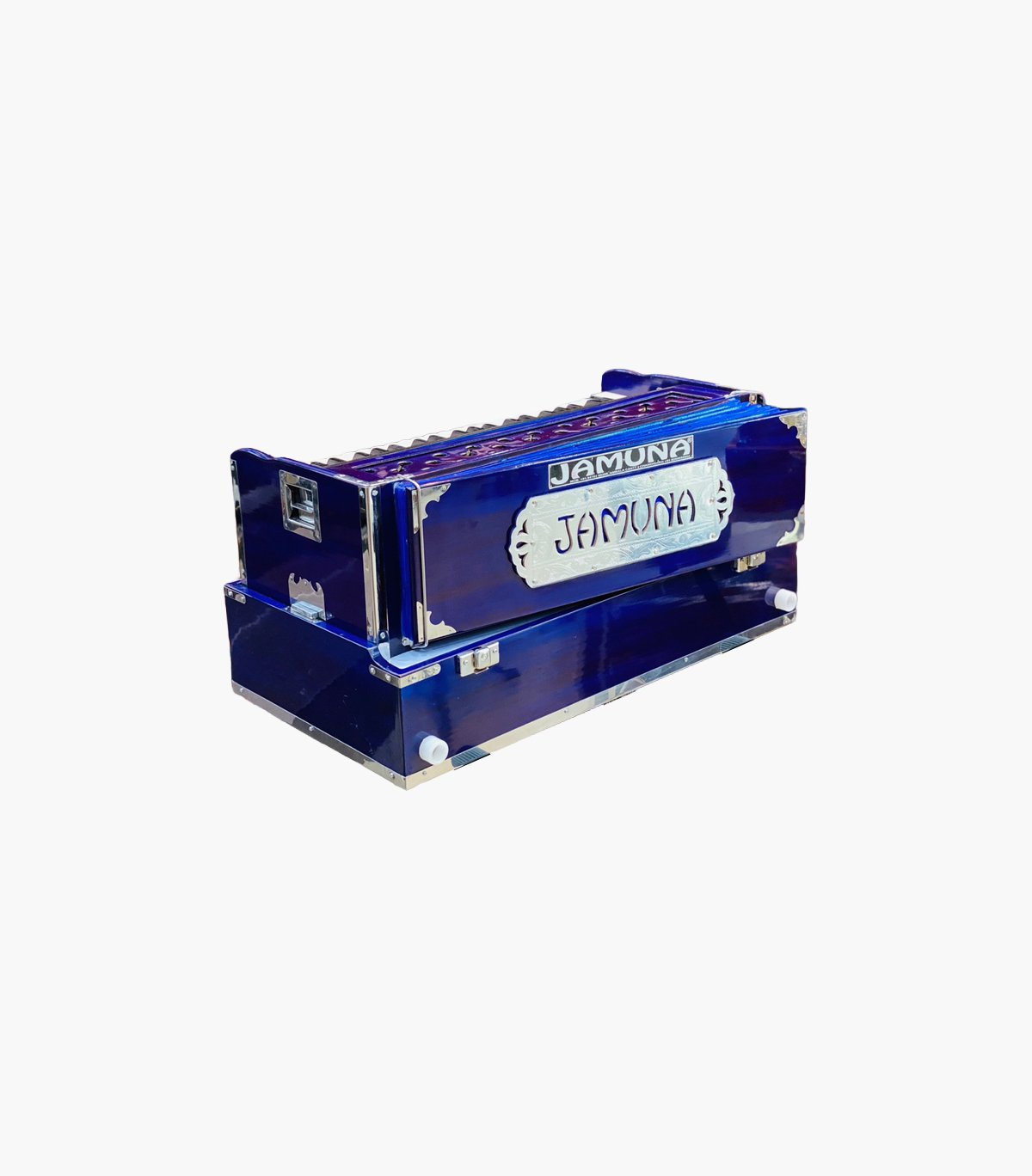 Jamuna Blue Special 2 Line Harmonium | Khadi Kangi Vertical Reeds | Soft Tone Folding Portable | Without Stoppers