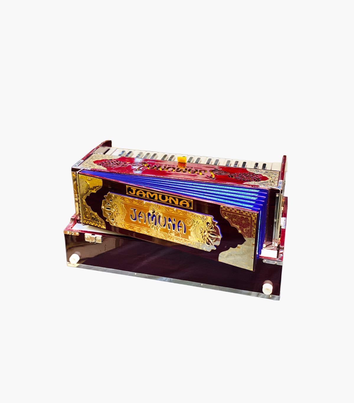 Jamuna Gold Series Harmonium | 3 Set Reeds | Khadi Kangi | Left Coupler | Premium Quality