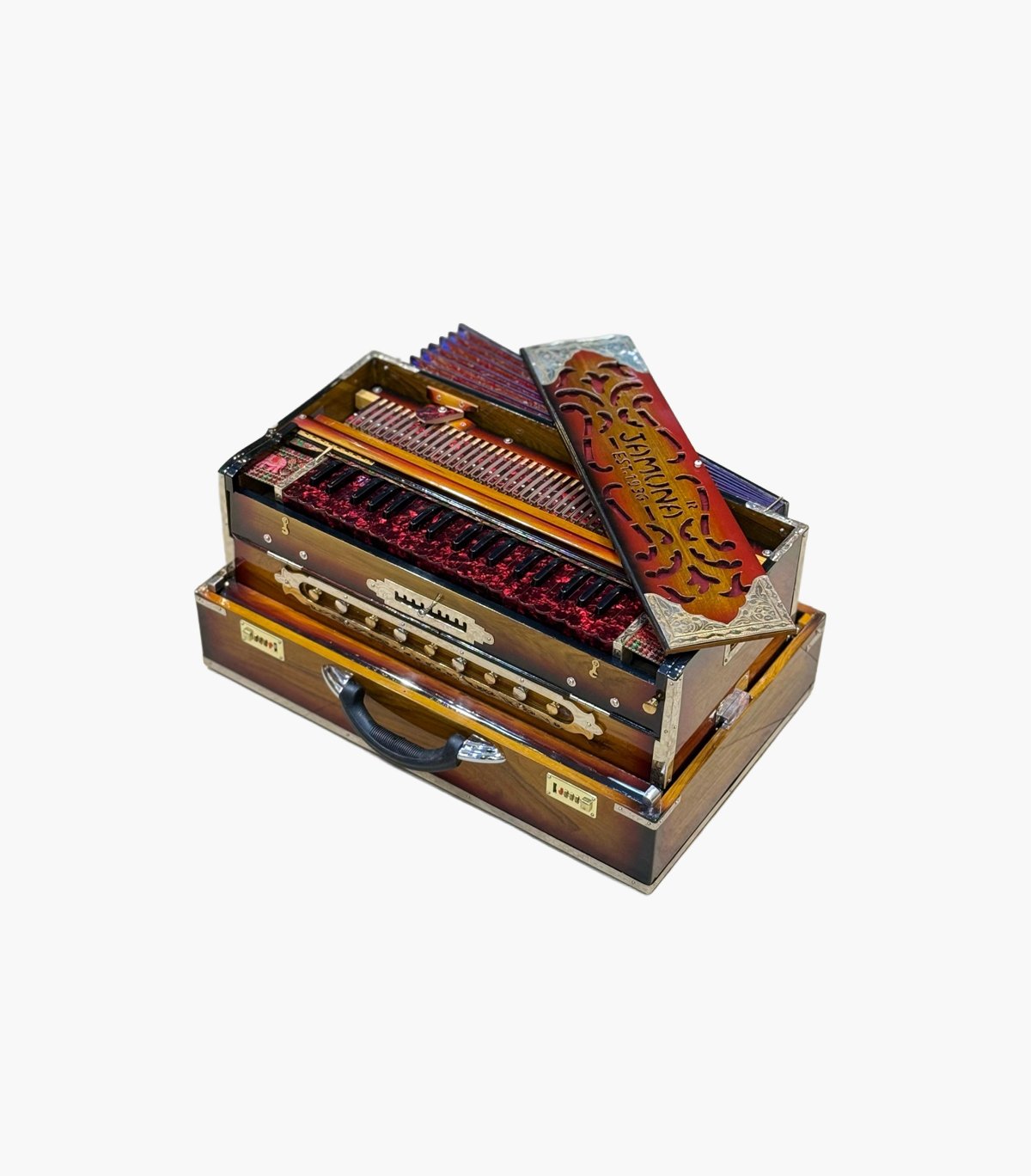 Jamuna Sunburst Scale Changer Harmonium | 3 Line Reeds | 9 Scale Change | Left Coupler | Premium Quality