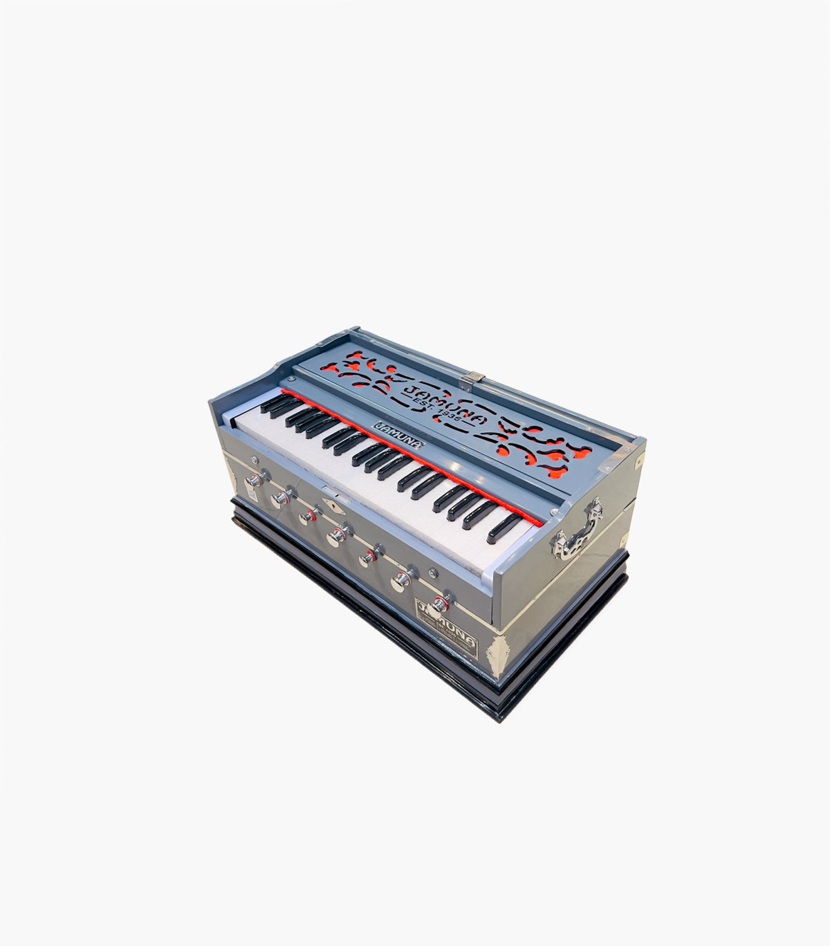 Jamuna Grey Harmonium | 2 Line Reeds | 39 Keys | Premium Quality