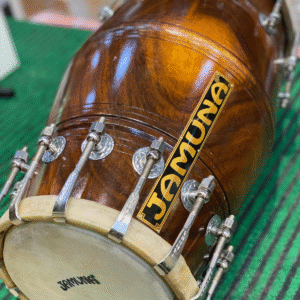 JAMUNA DHOLAK| Shisham Wood | Premium Segment Handmade Dholak | Brown Shade Polish | Bronze Nickelled Nut Bolts | for Studio Purpose