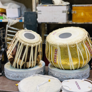 JAMUNA | Hand Made | Brass Designer (Minakari Work) Tabla Pair (Jodi) 3 kg Duggi Pure Brass | Professional Kit | 1 Kala , 2 Kala  All Scales Available