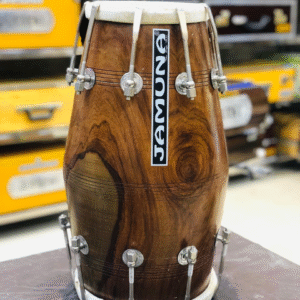 JAMUNA | Shisham Wood | Premium Segment Handmade Dholak Long Cell | Natural Shade Polish | Bronze Nickelled Nut Bolts | for Concert & Studio Purpose