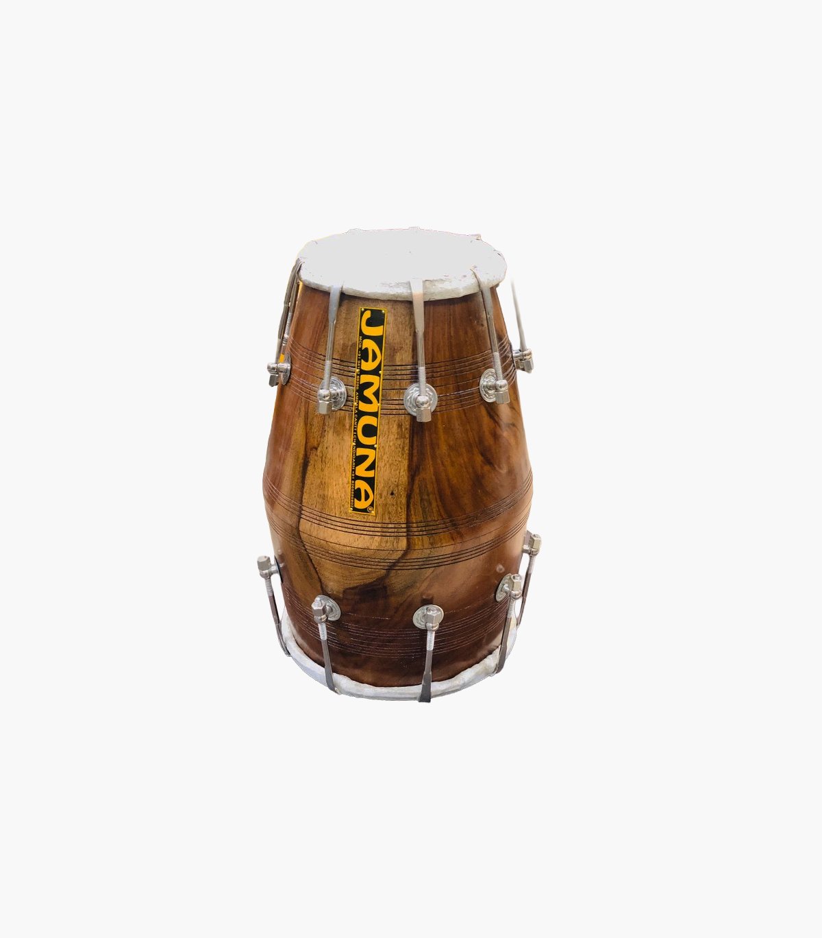 Jamuna Handmade Shisham Wood Dholak | Premium Quality | Natural Polish | Bronze Nickelled Nut Bolts | Soft Tone | Studio Use - Image 6