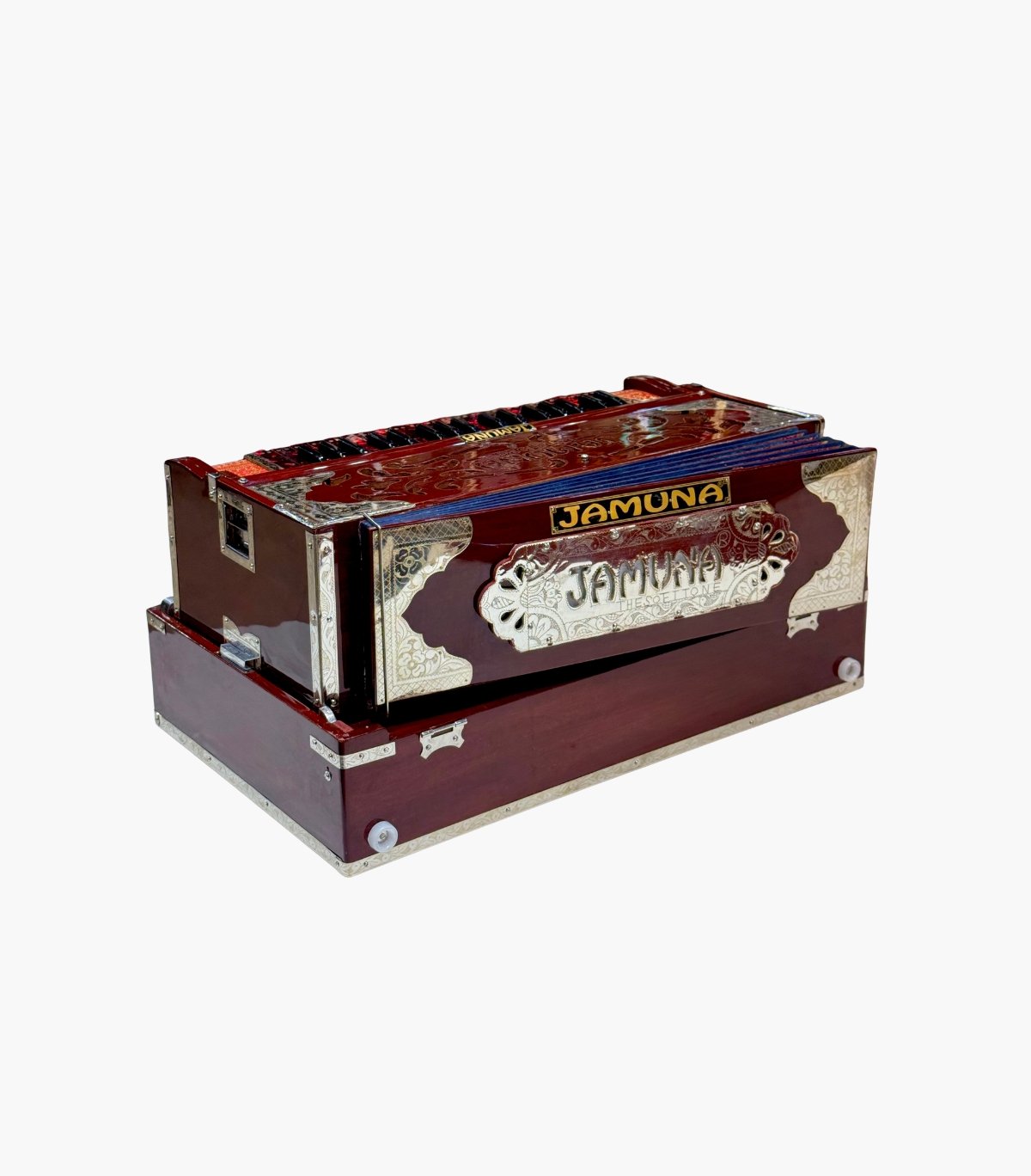 Jamuna Harmonium 3 Line Palitana Star Premium | 9 Scale Changer | Khadi Kangi Vertical Reeds | Soft Tone | With Stopper