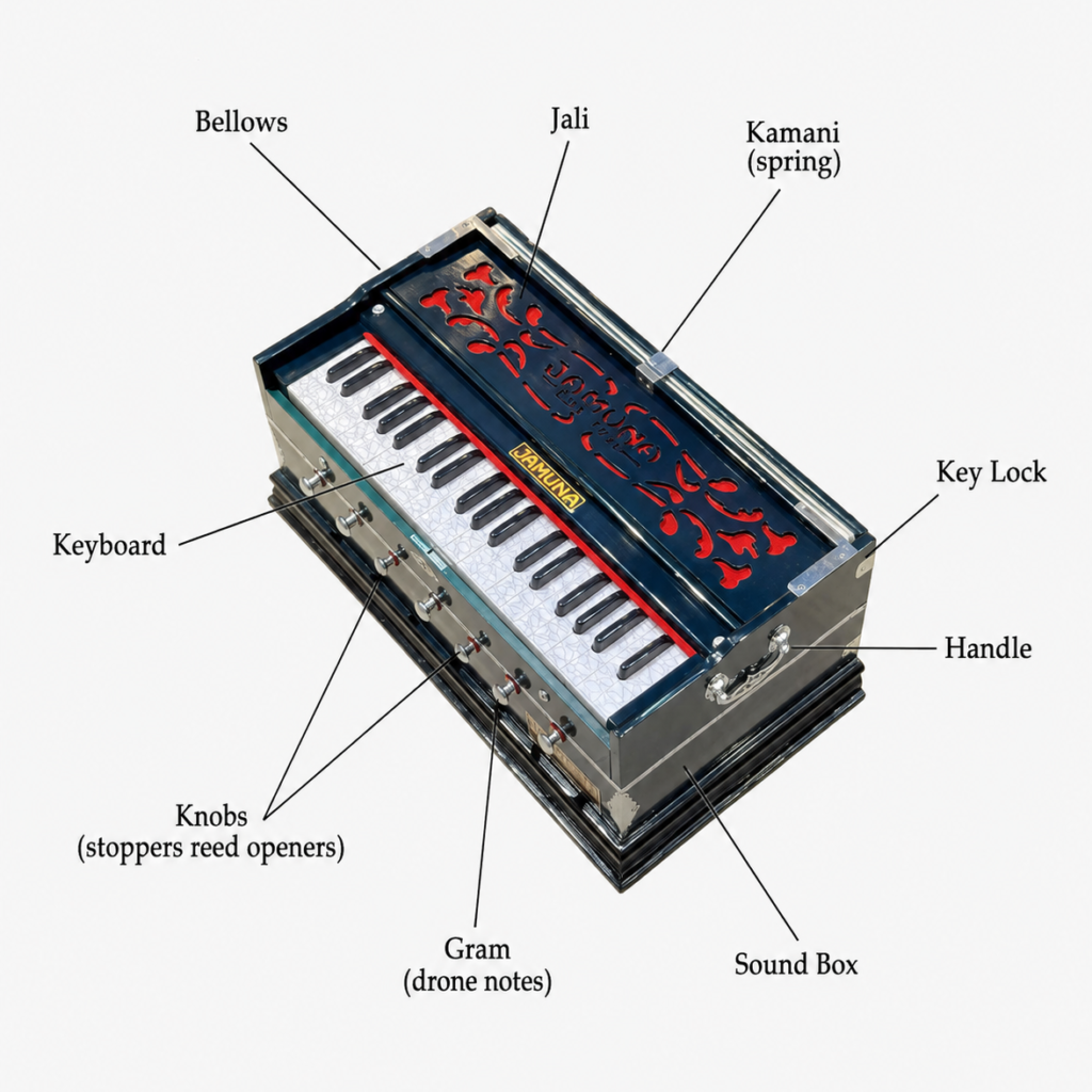 Parts of the Harmonium Instrument